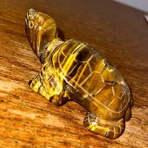 Golden Flash Tigers Eye Turtle Carving